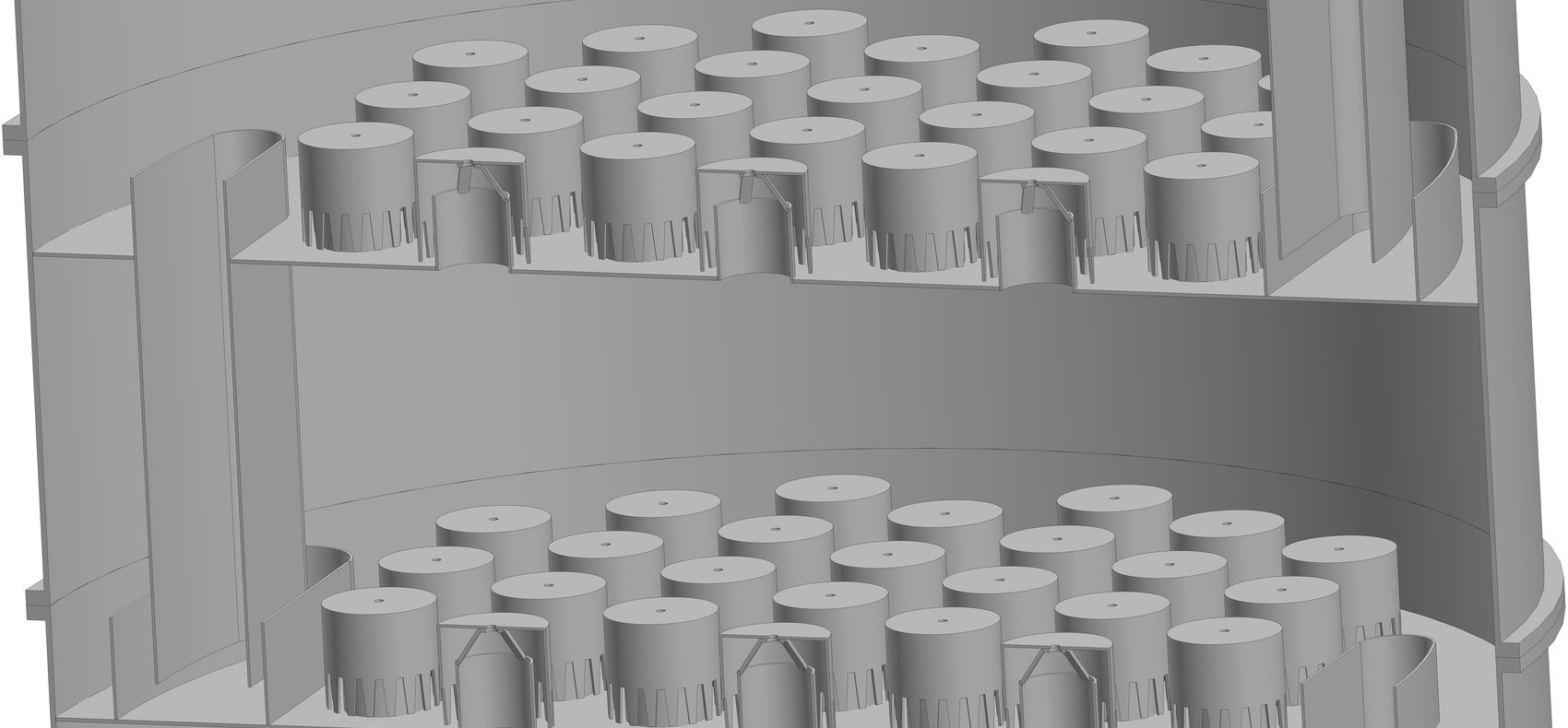 Column cutaway — trays and bubble caps
